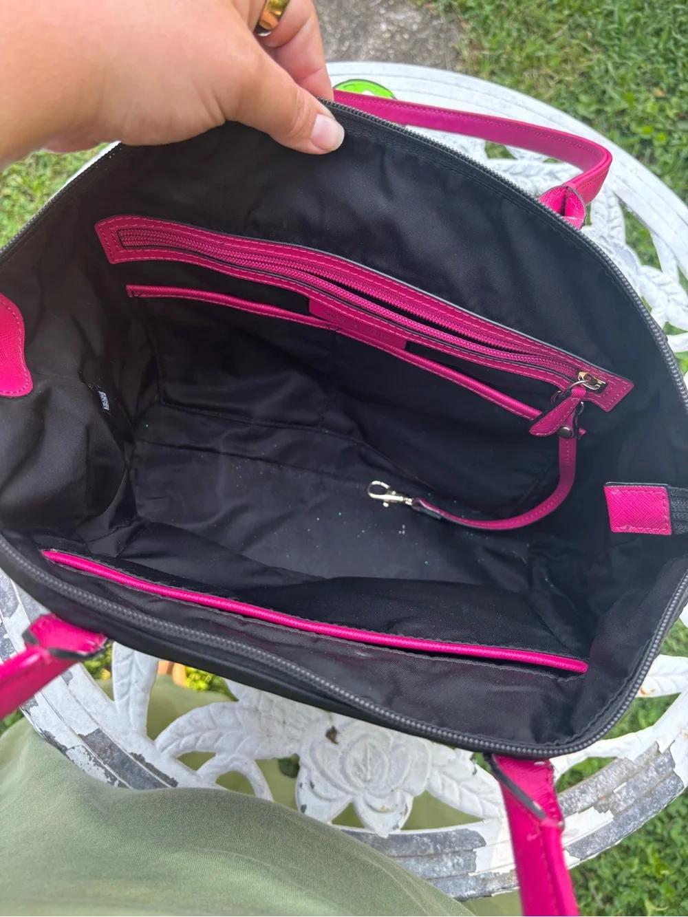 Michael Kors Black Medium Tote with Hot Pink Handles
